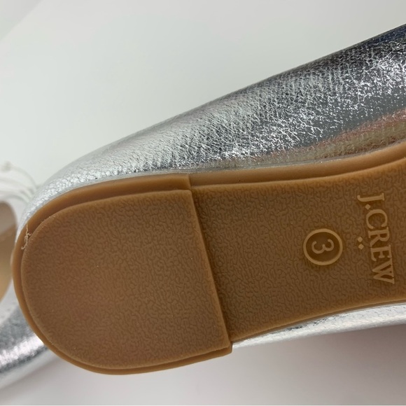 NWT J Crew Girls Silver Metallic Ballet Flats Shoes Size 3 Crewcuts - Picture 6 of 9